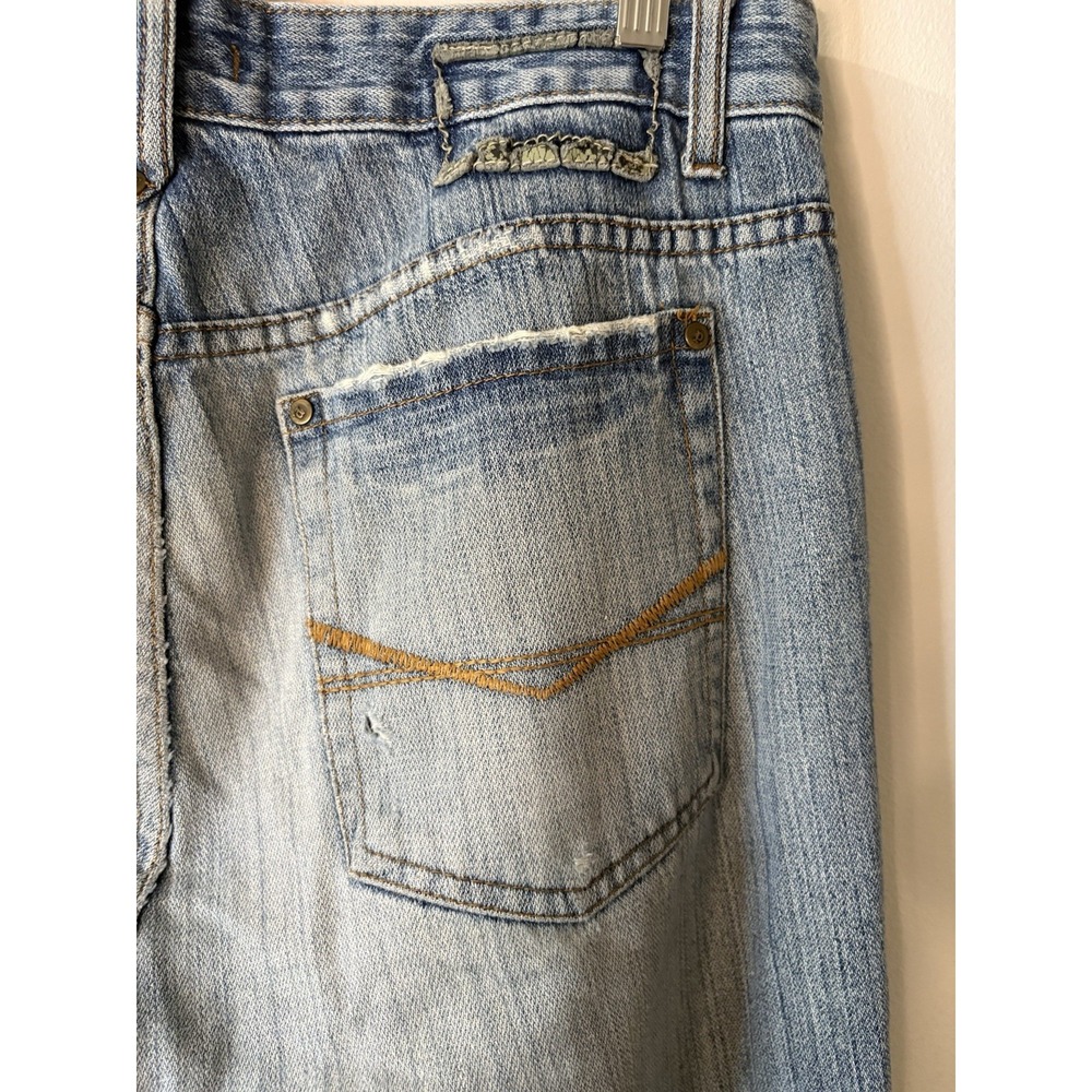Y2K Plugg Jeans Co Mens 34x30 Bootcut Ripped Denim Jeans Medium Wash 100% Cotton - Picture 3 of 15